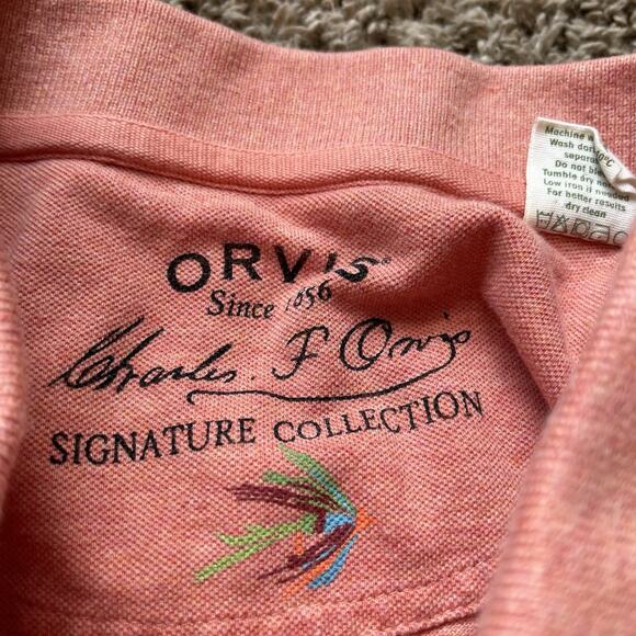 ORVIS Short Sleeve Golf Polo Orange Shirt Mens Size XL Vintage Y2K Casual - Picture 4 of 11